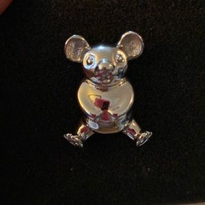 Vendome Silver Teddy Bear Pin / Brooch crystalized ears & paw print paws